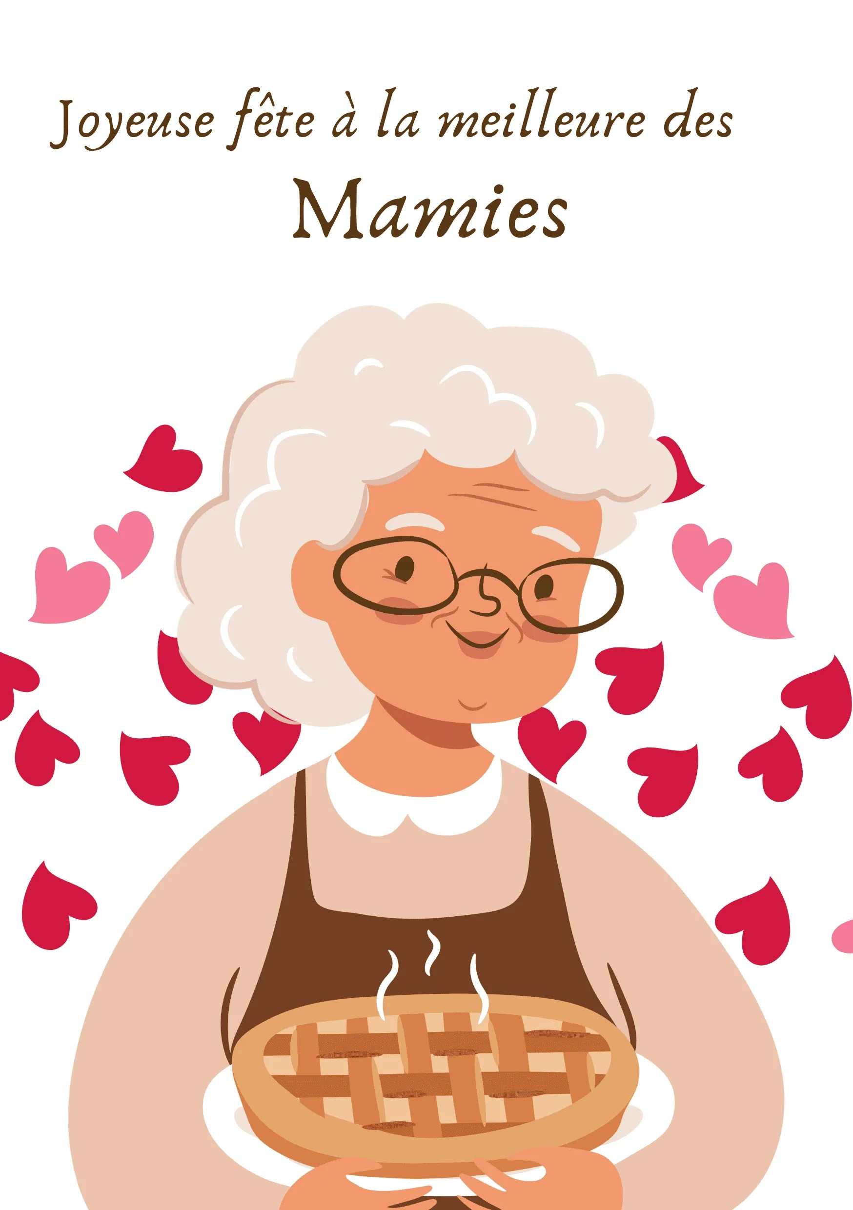 Carte fête des grands mères mamie gâteau 