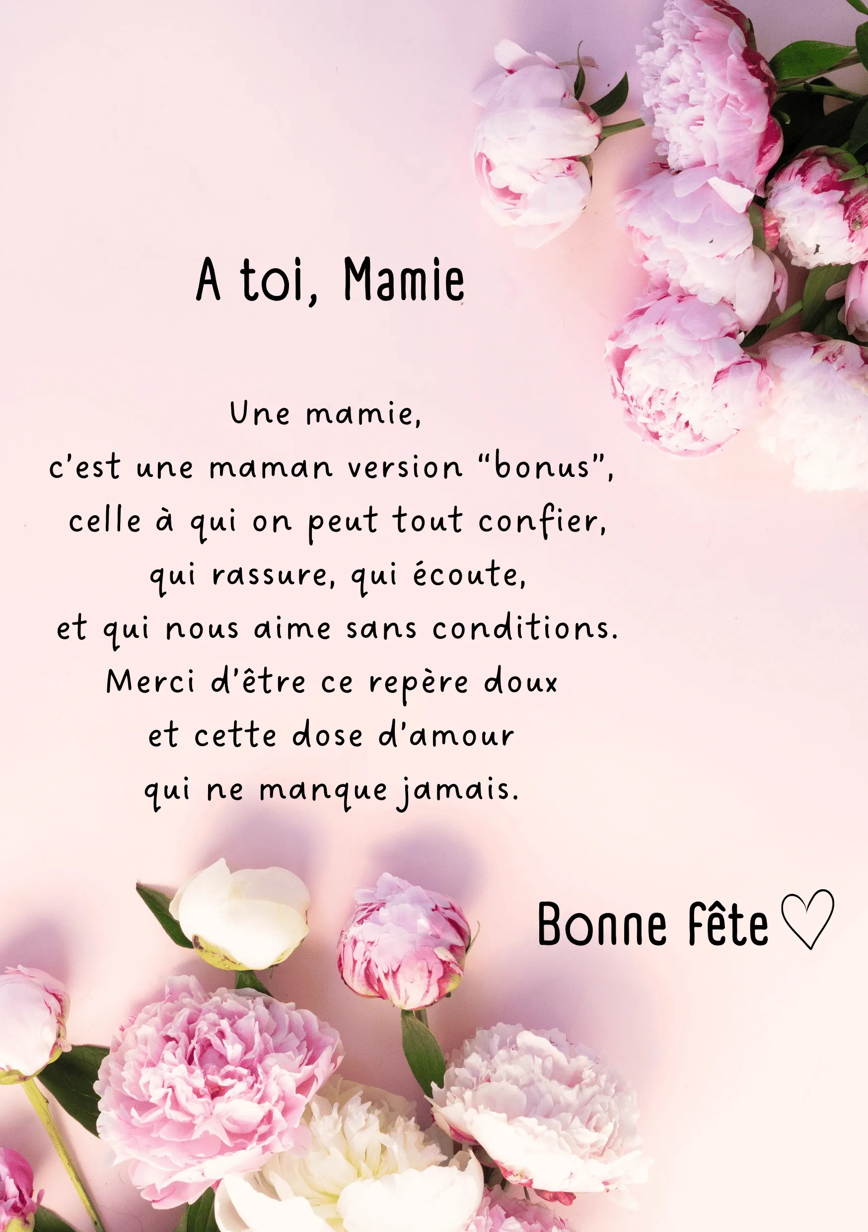 Carte fête des grands mères poème