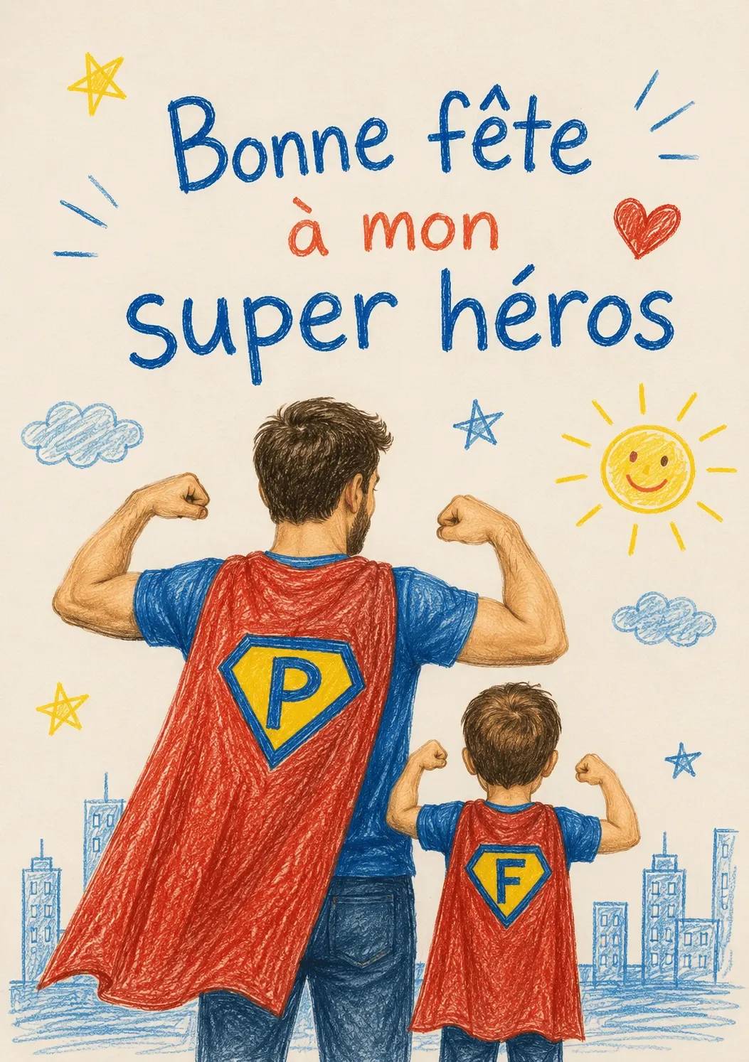 carte fête des pères super héros