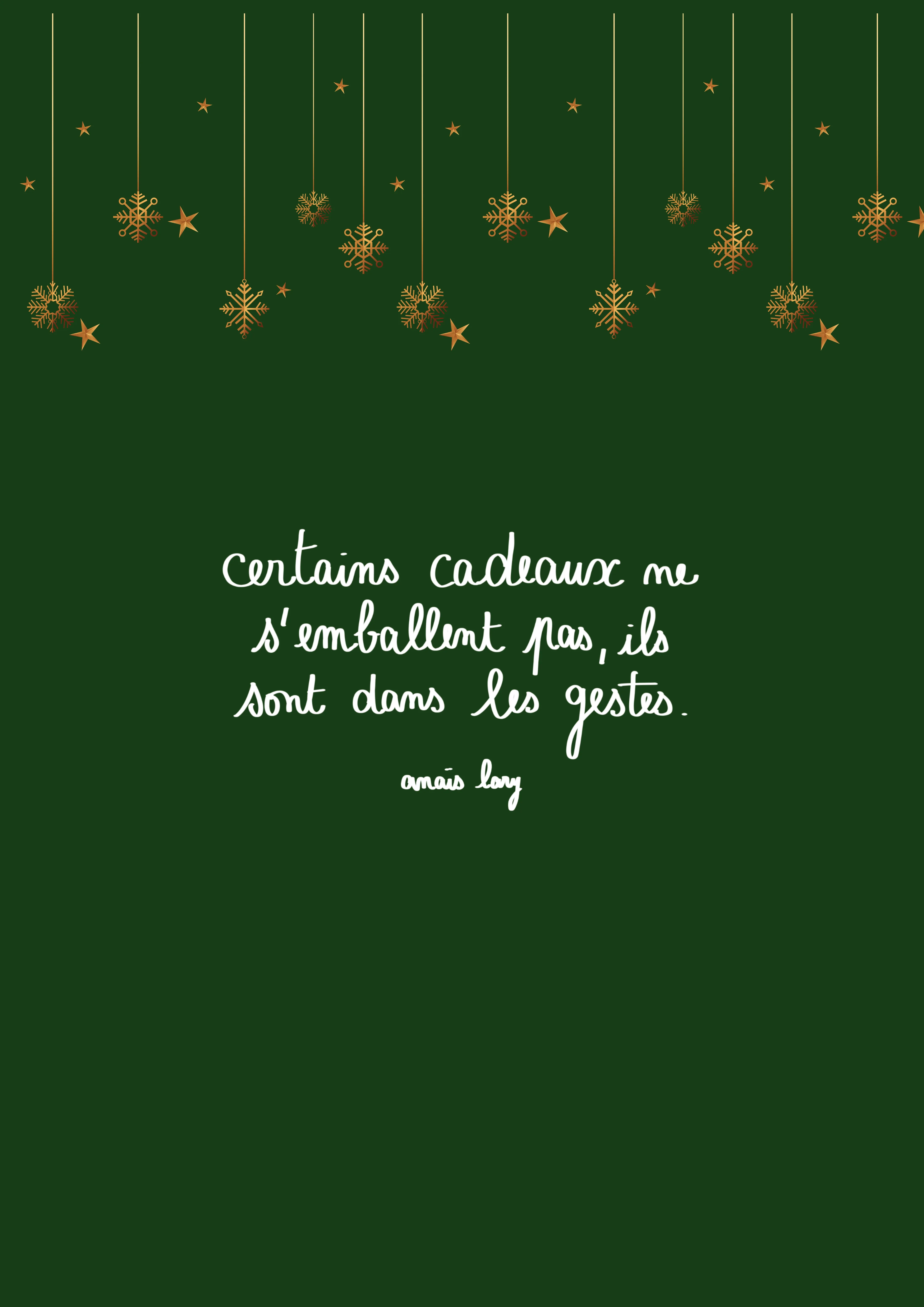 Carte noël vert citation Anaïs Lary