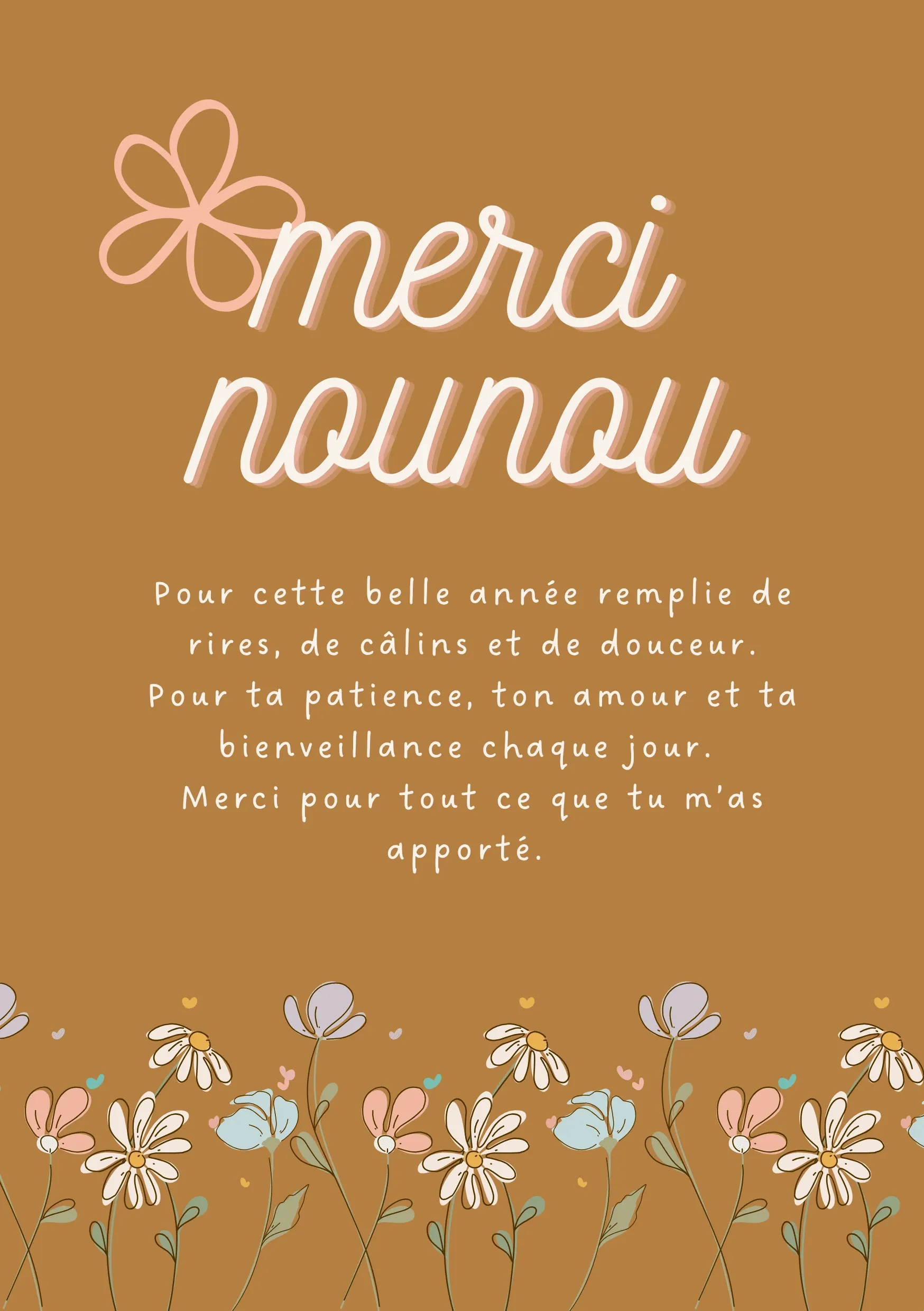 Carte remerciement merci nounou