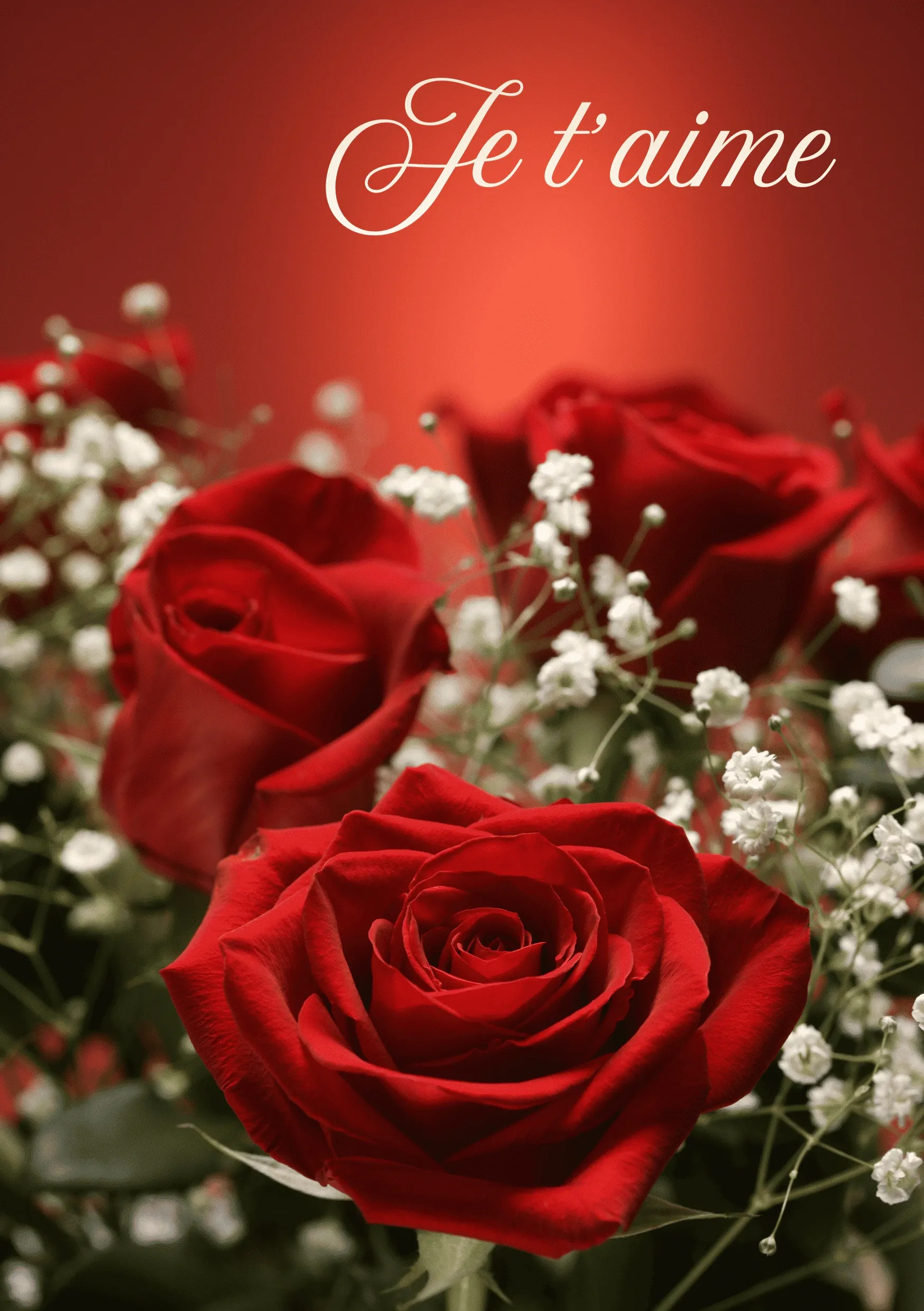 Carte saint valentin amour roses rouges