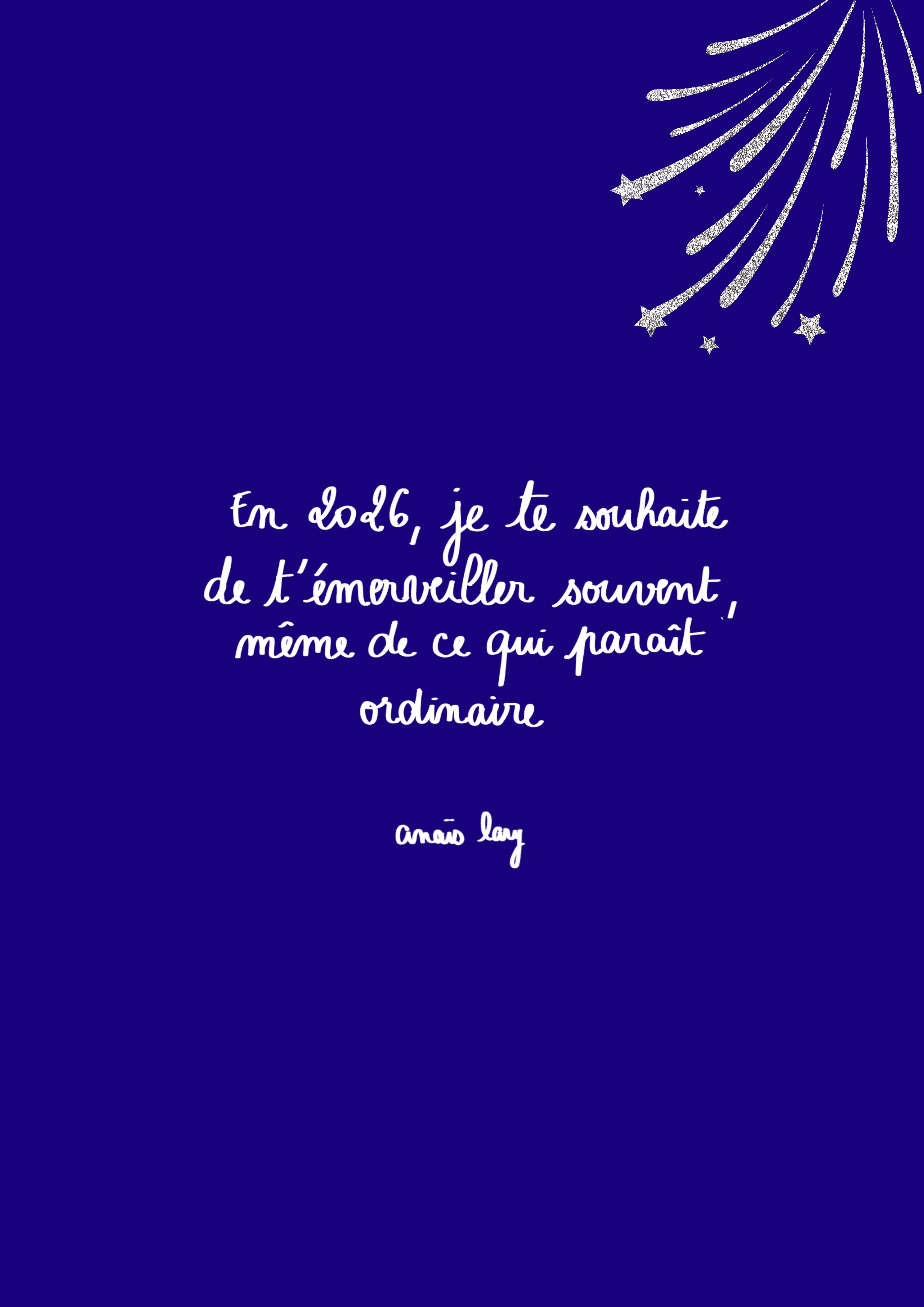 Carte de voeux bonne année 2026 collection citation Anaïs Lary